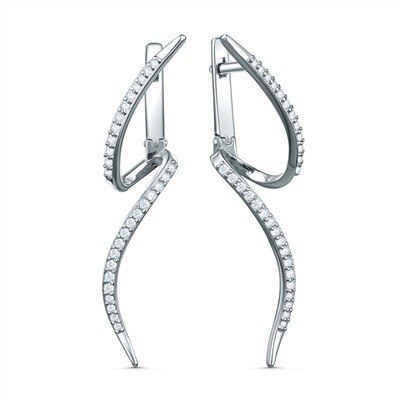 Серьги из серебра с фианитами родированные 4-214р200