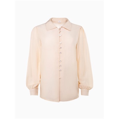 Блузка на пуговицах женская MINAKU: Enjoy, размер 52, цвет молочный