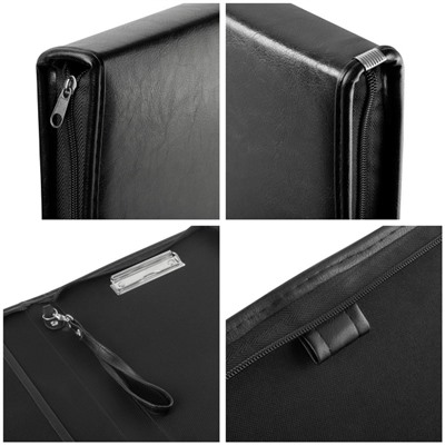 Папка кож/зам на молнии ручка-петля, зажим для бумаг "Ганновер" (Hannover)  ПА_КЗ_670