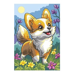 Картина по номерам на холсте 20х30 "Малыш корги"