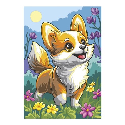 Картина по номерам на холсте 20х30 "Малыш корги"