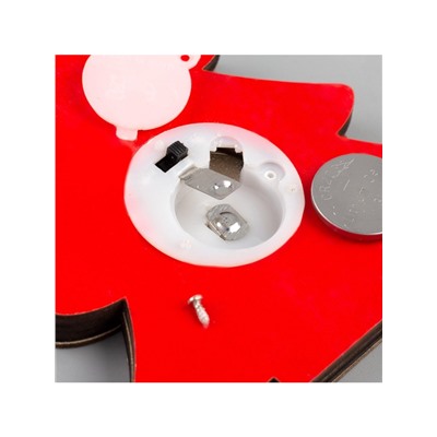 Ёлочная игрушка «Красная ёлочка с Дедом Морозом», 11×11×1.5 см, от батареек, свечение RGB