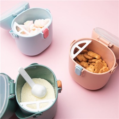 УЦЕНКА Контейнер для хранения детского питания Крокша Я 450 мл., с ложкой, голубой