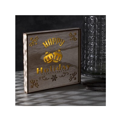 Светодиодная фигура «Счастливые каникулы» 22×22×4 см, дерево, батарейки АААх2 (не в комплекте), свечение тёплое белое
