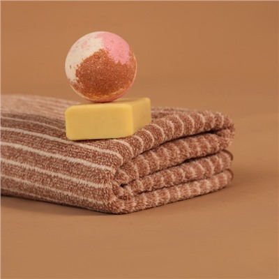 Полотенце банное «Этель. Линии», 70×140 см, коричневое