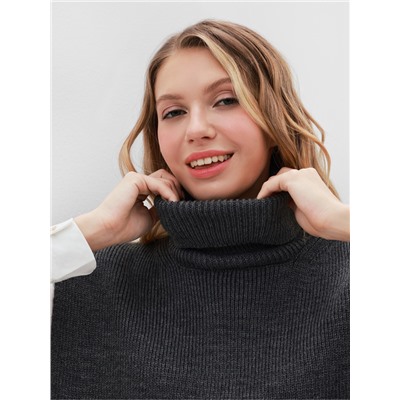 Джемпер - пончо женский MINAKU: Casual collection, светло-серый, размер 46