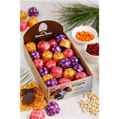 Ягодень ассорти / облепиха, брусника, черноплодка / шоу-бокс / 540 г / ТМ Сибирский кедр