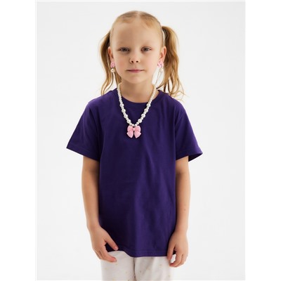 Футболка для девочки однотонная ATA kids, фиолетовая, рост 110 см