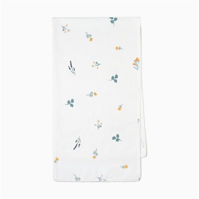 Дорожка на стол Этель «Полевые цветочки» 40×146 см, рогожка 176 г/м², 100% хлопок, белая
