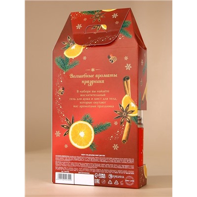 Новогодний подарочный набор косметики «Уютные мгновения»: гель для душа 300 мл и мист для тела 88 мл, URAL LAB