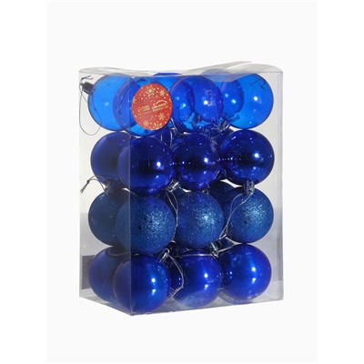 Ёлочные игрушки «Далия», шары новогодние, d=6 см, набор 24 шт., синий