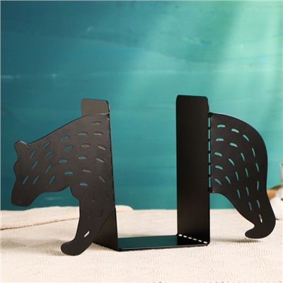 Держатель - подставка для книг «Медведь», набор 2 шт., чёрный