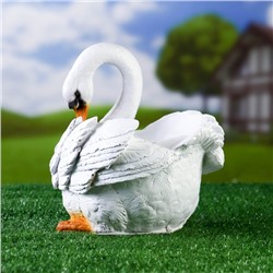 Декоративное кашпо для цветов «Лебедь», 25×15 см, полистоун