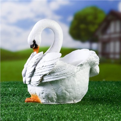 Декоративное кашпо для цветов «Лебедь», 25×15 см, полистоун