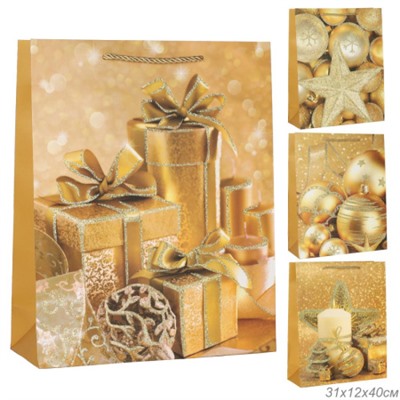 Пакет подарочный 31х40х12 / 111-1L /уп 12/360/ микс Новый год