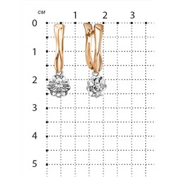 Серьги из золочёного серебра с бриллиантами и родированием 925 пробы п2-704зр110