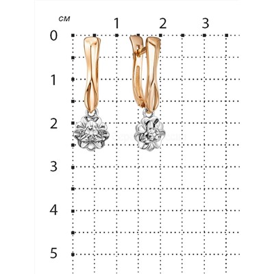 Серьги из золочёного серебра с бриллиантами и родированием 925 пробы п2-704зр110