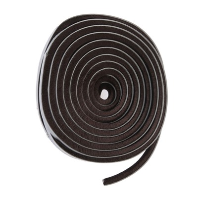 Уплотнитель щеточный самоклеящийся ТУНДРА, 9×9 мм, коричневый, 10 м