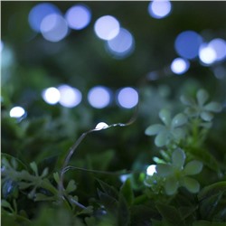 Гирлянда «Нить», 20 м, уличная, IP44, 200 LED, 2 режима, солнечная батарея, серебристая нить, свечение белое