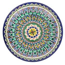 Ляган узбекский Риштанская Керамика «Орнамент», d=31 см, синий