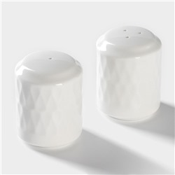 Набор для специй и соусов BellaTenero, 5 предметов: 2 соусника 200 мл, сахарница 360 мл, солонка 120 мл, перечница 120 мл, на бамбуковой подставке, керамика, белый