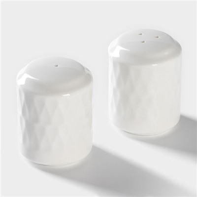 Набор для специй и соусов BellaTenero, 5 предметов: 2 соусника 200 мл, сахарница 360 мл, солонка 120 мл, перечница 120 мл, на бамбуковой подставке, керамика, белый