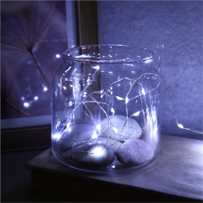 Гирлянда светодиодная нить 10 м 100 LED 8 режимов / GN20 /уп 100/холодный белый