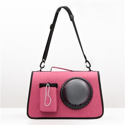 Сумка - переноска, 43×24×28 с, с органайзером и иллюминатором, розовая