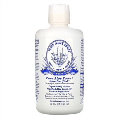Herbal Answers, Pure Aloe Force, сок листа алоэ вера, 946 мл (32 жидких унции)