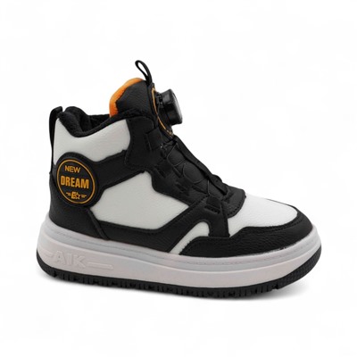 Зимние кроссовки на меху А7187-6 черно белые