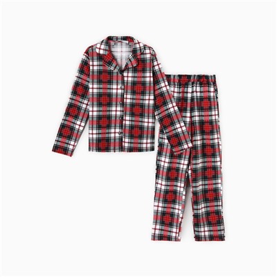 Пижама детская новогодняя (рубашка, брюки) KAFTAN Christmas time, размер 30 (98-104 см), бело-красная