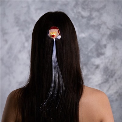 Заколка для волос светодиодная «Дед Мороз» 33×4.5 см, 1 LED, батарейки LR1130×2 (в комплекте), мерцание, свечение белое