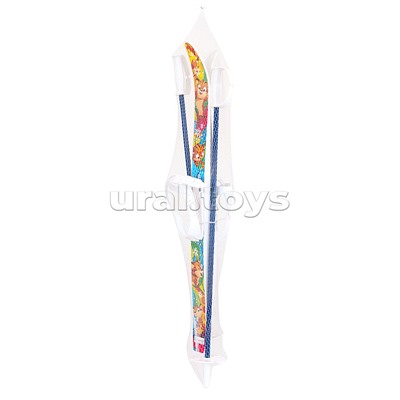 Игровые лыжи "Лыжики-пыжики" Тигренок (игрушка детская) 75/75 см, крепление мягкое пластиковое, с палками стеклопластик (сетка)