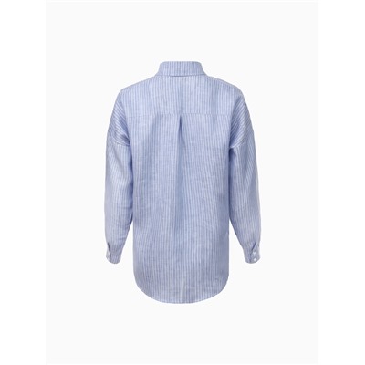 Рубашка женская MINAKU oversize в полоску, белая, голубая, размер 46