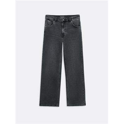 Актуальная коллекция CONTE CON-799 Чёрные джинсы straight ULTRA-LONG с эффектом потёртостей