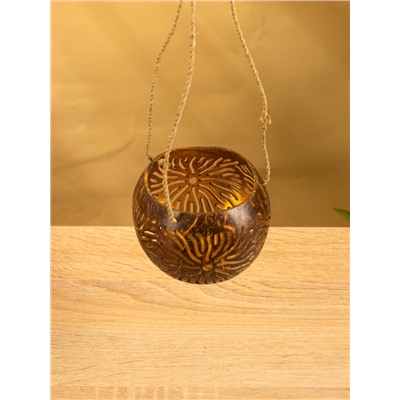 Подсвечник подвесной из кокоса, 9-12 см, коричневый