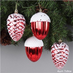 Новогоднее украшение Шишки 4 штуки 9х7 см / WF-170/уп 72/