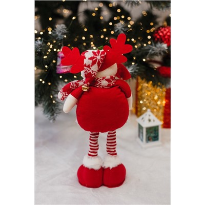 Игрушка новогодняя с выдвижными ногами Олень с лопатой красный