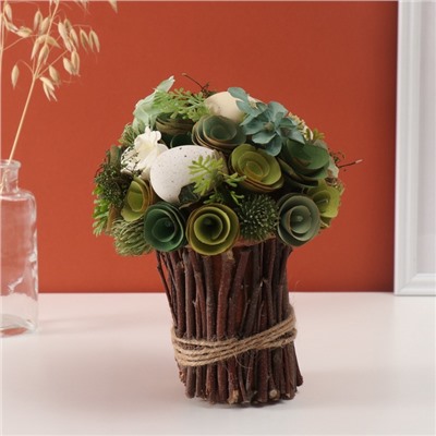 Интерьерный декор «Пасхальный зелёный букет», 20×20×22 см