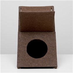 Домик для кошек с когтеточкой «Икс», раскладной с гамаком, ковролин, микс цветов