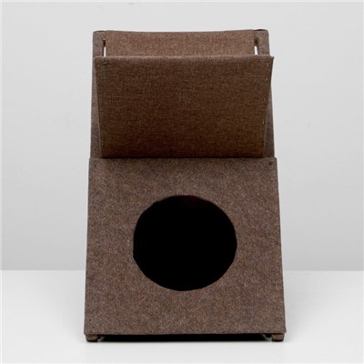 Домик для кошек с когтеточкой «Икс», раскладной с гамаком, ковролин, микс цветов