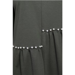 Платье бохо трикотажное Млада (темно-оливковое) П14412-8М