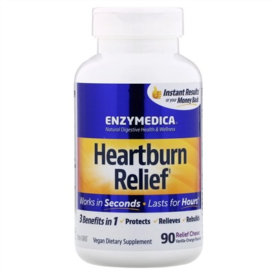 Enzymedica, Heartburn Relief, Vanilla-Orange Flavored, 90 Relief Chews