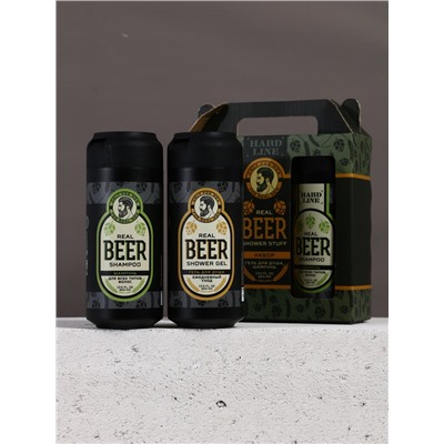 Подарочный набор косметики Real Beer, гель для душа и шампунь для волос HARD LINE, 2×400