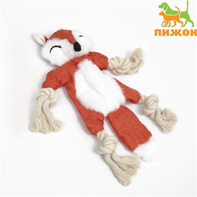 Игрушка текстильная «Лиса, с канатом, 26×28 см, с пищалкой, шуршащая