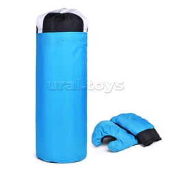 Набор детский игровой (перчатки, груша 60 см.) Оксфорд (черно-голубой)