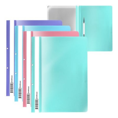 Скоросшиватель А4 пластиковый с перфорацией Diagonal Pastel ассорти 50485 ErichKrause