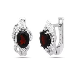 Серьги из серебра гранат, Агата