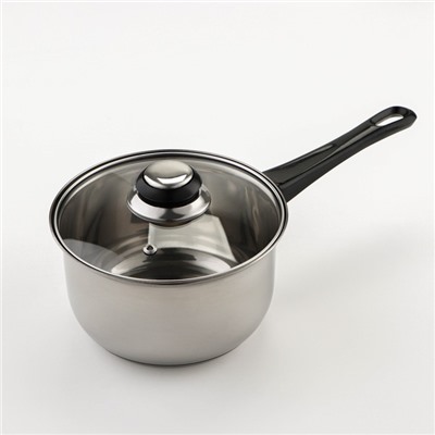 Набор посуды из нержавеющей стали «Чёрная ночь», 8 предметов: ковш 1.5 л, 2 кастрюли 2/3 л, сковорода d=24 см, крышки, стенки 0.3 мм, дно 5 мм