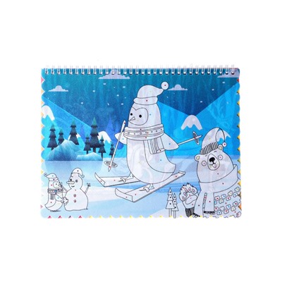 УЦЕНКА Книжка-раскраска многоразовая «Новый год» фломастеры 12 цв, 3D очки, бутылочка